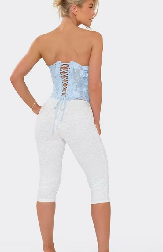 Ego - Low rise capri leggings in white lace