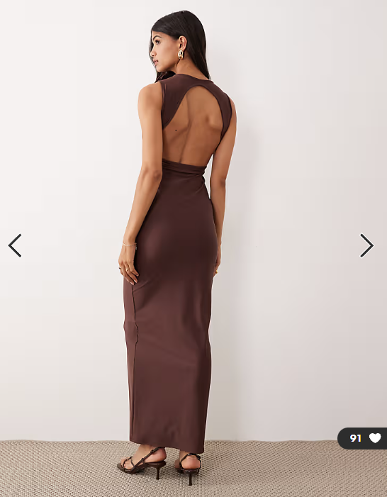 ASOS DESIGN corsage midi dress in chocolate