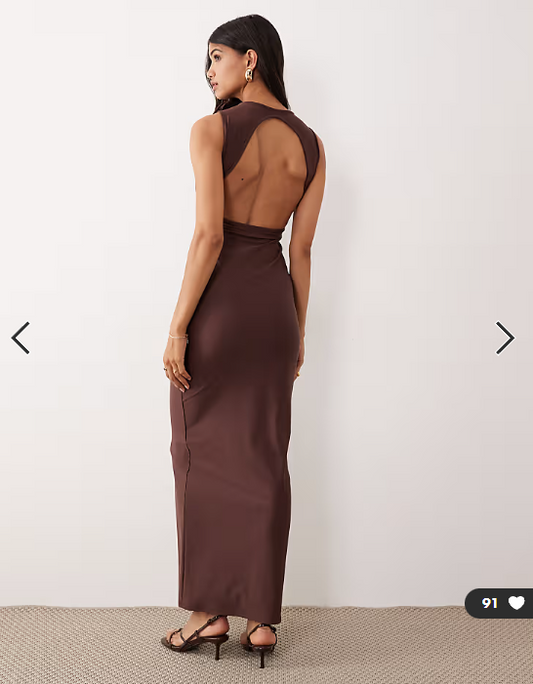 ASOS DESIGN corsage midi dress in chocolate
