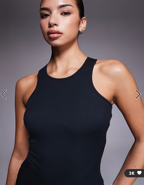 4505 plush lightweight ribbed racer vest with inner bra and removeable padding in black
