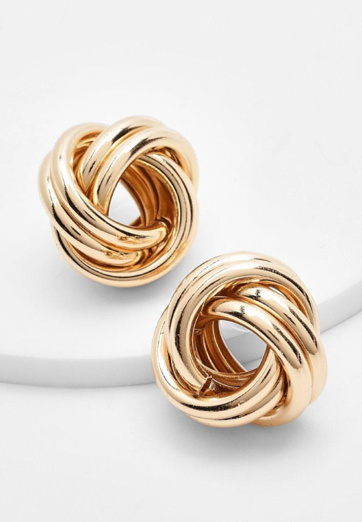 Knot Detail Stud Earrings - gold