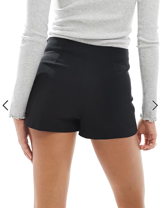 ASOS DESIGN asymmetric wrap bengaline skort in black