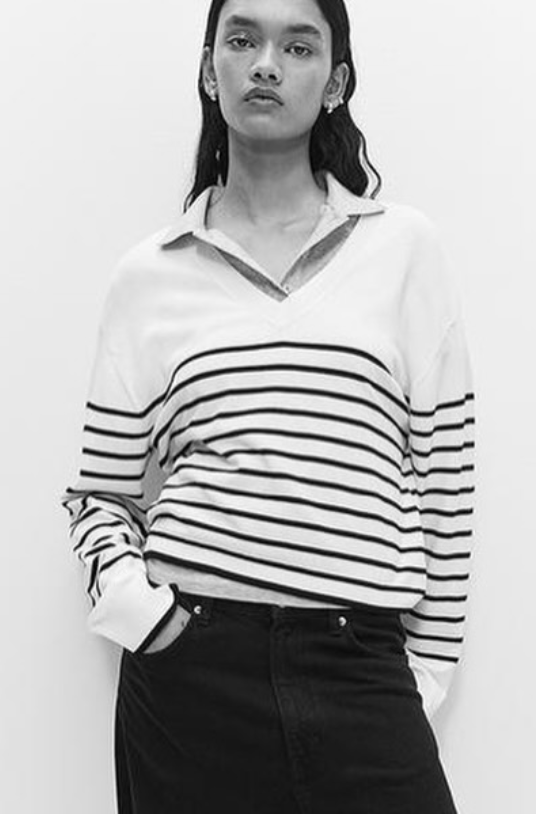 H&M-FINE-KNIT V-NECK SWEATER