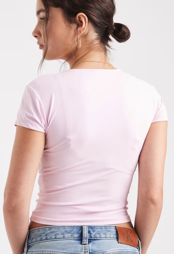 ASOS DESIGN polyamide slinky baby tee in pink