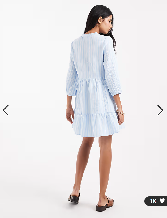 Vero Moda smock mini dress in pale blue stripe