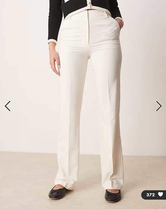 ASOS DESIGN Tall slim straight tailored trousers in cream