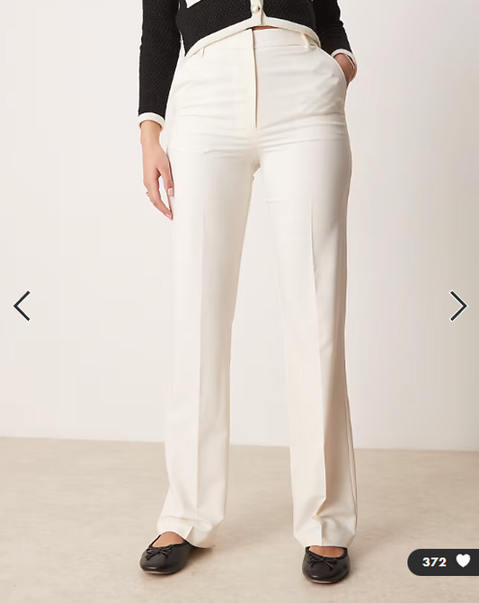 ASOS DESIGN Tall slim straight tailored trousers in cream