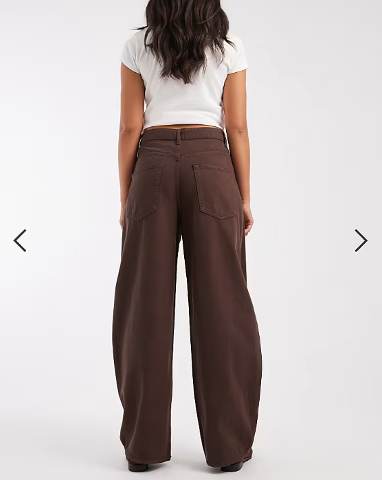 ONLY Taylor high waist barrel jeans in dark brown denim