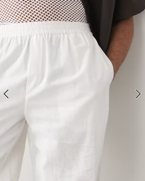 COLLUSION relaxed woven trouser with linen in white