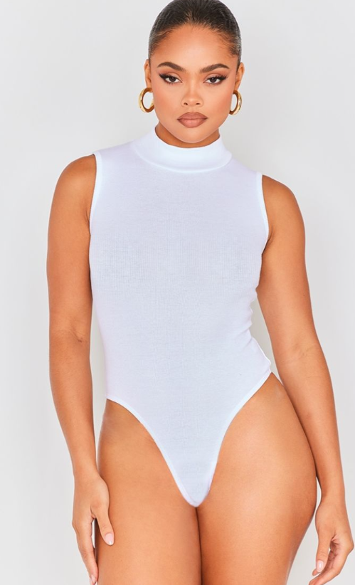 Rib High Neck Sleeveless Bodysuit