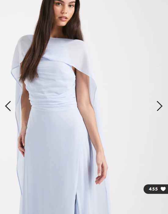 TFNC Bridesmaid chiffon cape side split maxi dress in blue