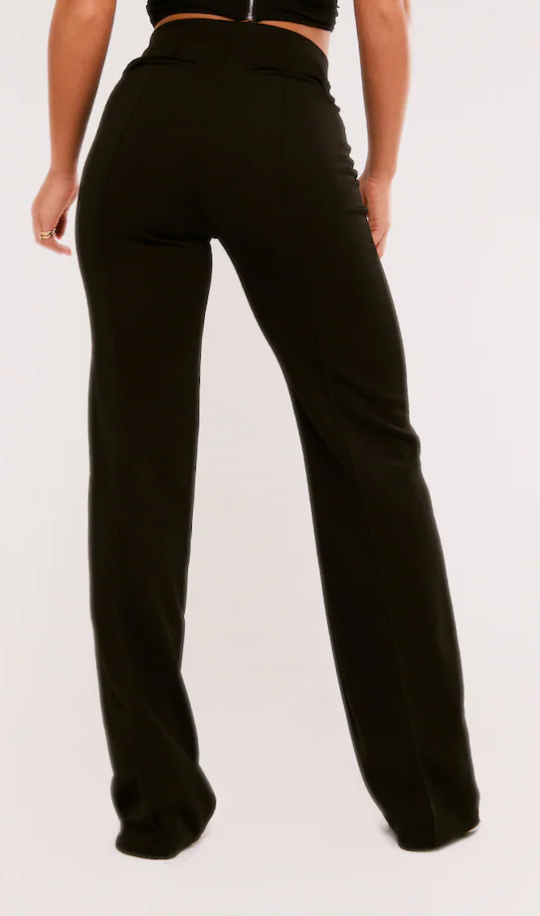 Black Scuba Pintuck Skinny Trousers