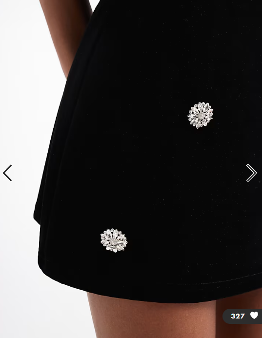 The Frolic exclusive velvet embellished bandeau mini dress in black