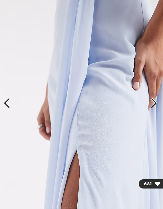 TFNC Petite Bridesmaid chiffon wrap top draped maxi dress in blue