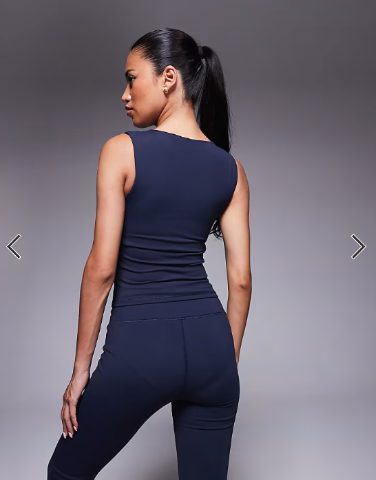 4505 Icon soft touch high neck tank with inner bra in midnight navy