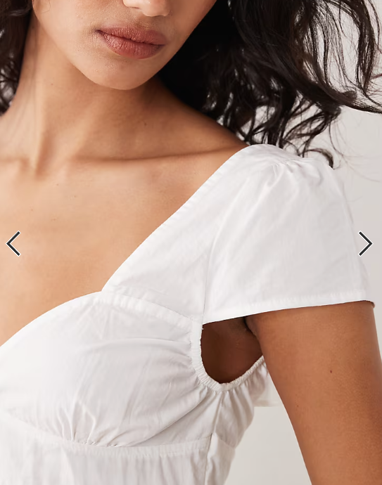 Motel Uliva - cap sleeve corset poplin top in white