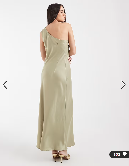 Object one shoulder satin maxi dress in sage green