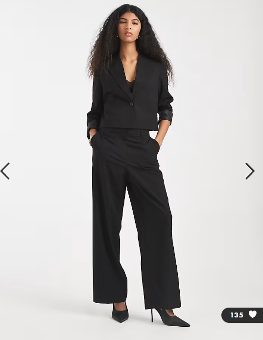 Pieces tailored high waisted wide leg trousers co-ord in black