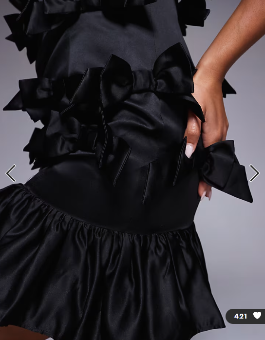 ASOS LUXE satin mini dress with all over 3D bows in black