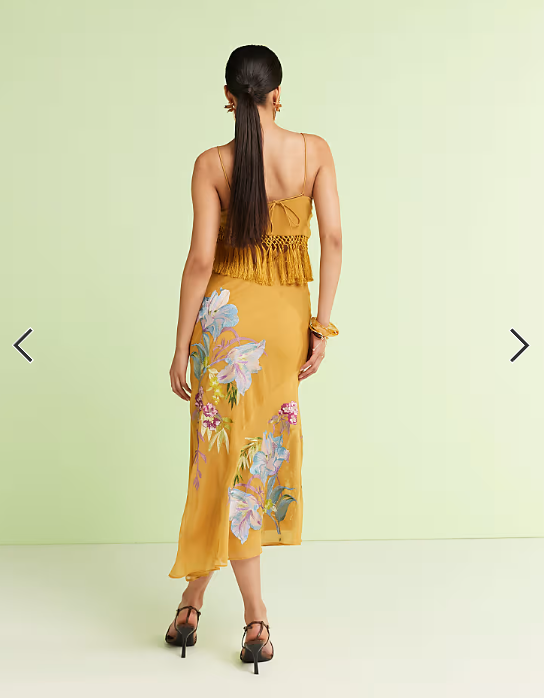 ASOS DESIGN fringe detail embroidered maxi dress in mustard