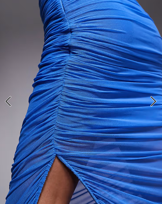 Ever New Petite mesh ruched asymmetric midaxi dress in deep blue