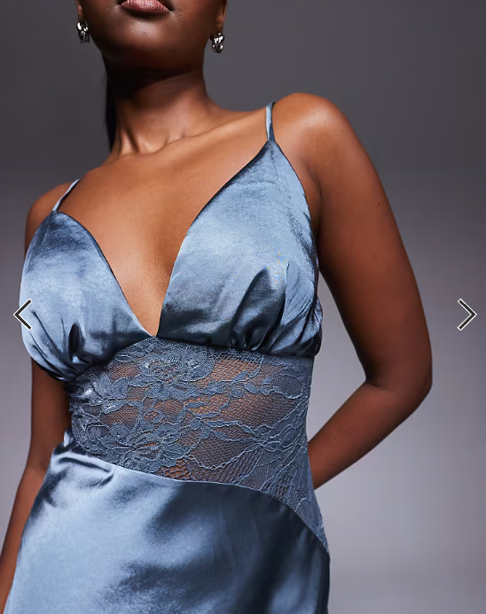 Princess Polly Faera satin cami strap lace insert maxi dress in blue