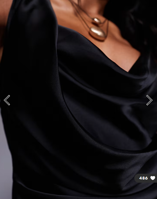 TFNC one shoulder maxi dress with cross strap back in black satin