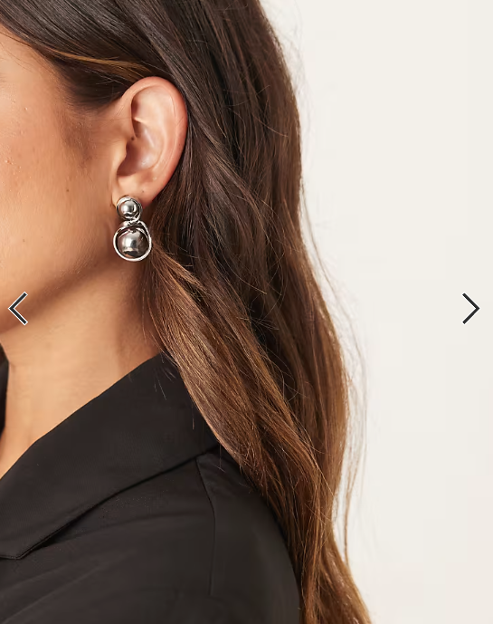 ASOS DESIGN stud earrings with spherical pendant drop in silver tone
