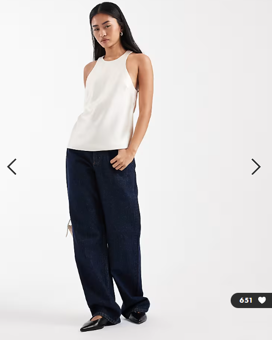 ASOS DESIGN satin racer cami in cream