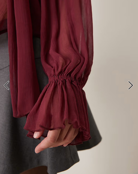 Mango gathered neck blouse in dark red