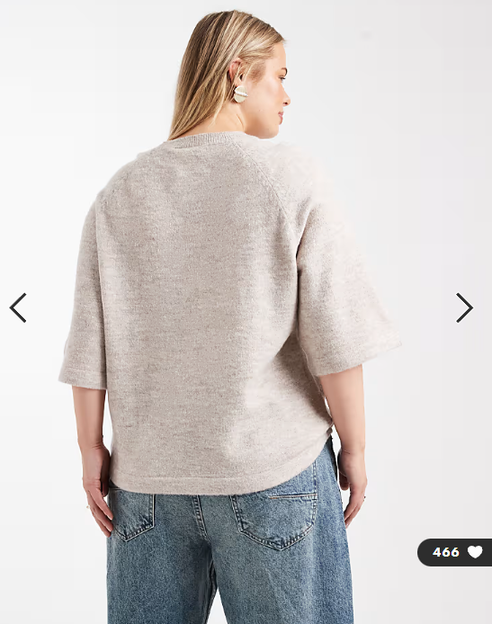 ONLY Curve 3/4 sleeve knitted jumper in stone