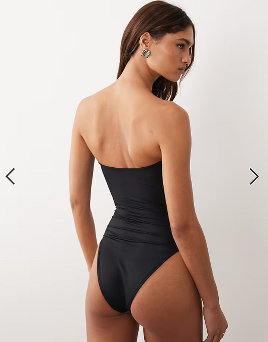 ASOS DESIGN Maya Cannes sleek bandeau padded swimsuit in black