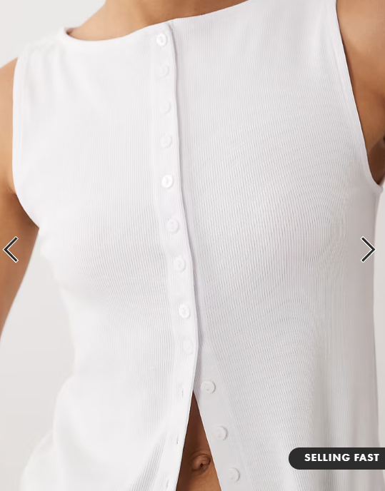 New Look boat neck button through tank top in white