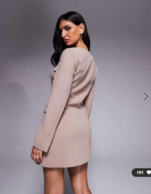 Forever New tailored long sleeve placket detail mini dress in brown