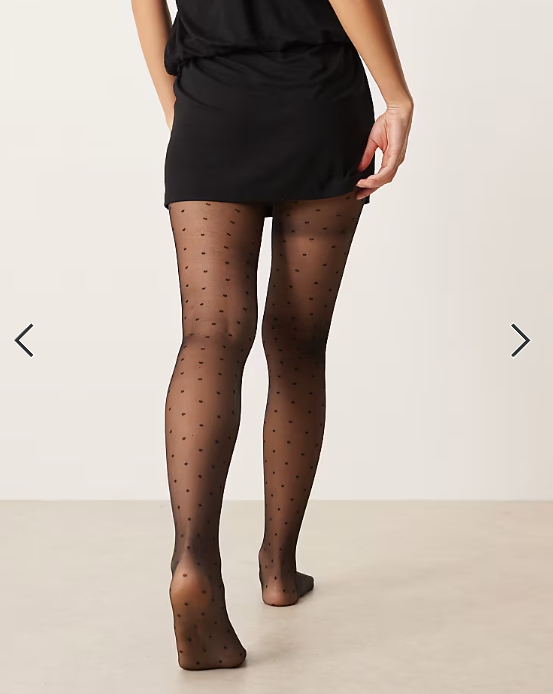 ASOS DESIGN mini dot pattern tights in black