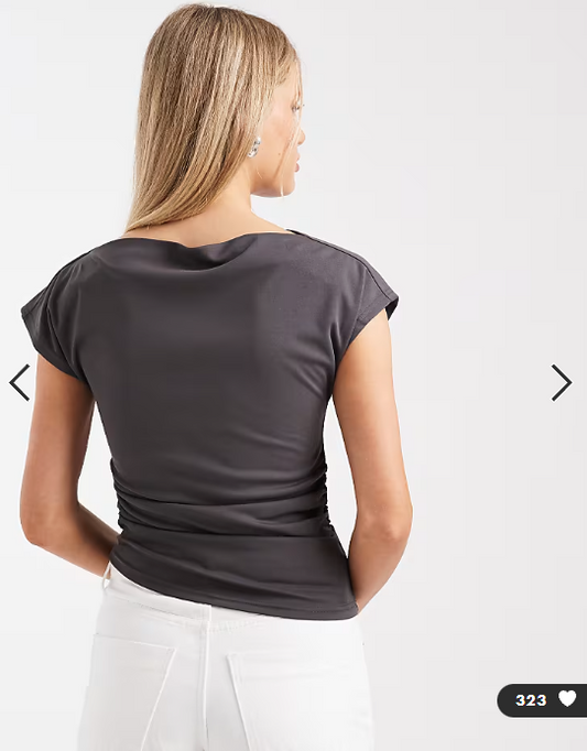 Brave Soul asyemtric sleeveless top in charcoal