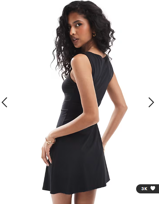 ASOS DESIGN slash neck mini dress in black