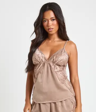 boohoo Satin Lace Detail Cami