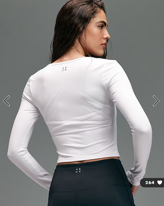 4505 active square long sleeve top in white