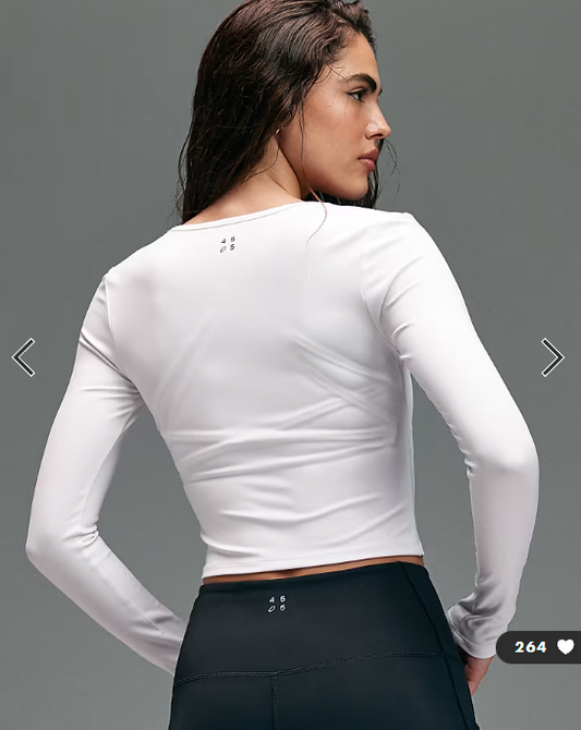 4505 active square long sleeve top in white