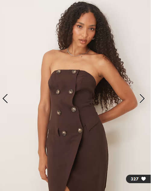 ASOS DESIGN bandeau trench style pencil midi in chocolate
