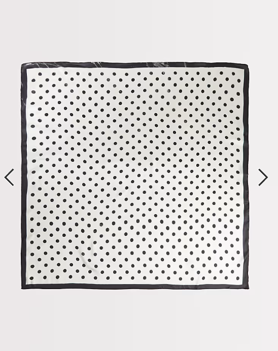 Kaiia exclusive satin scarf in cream and black polka dot