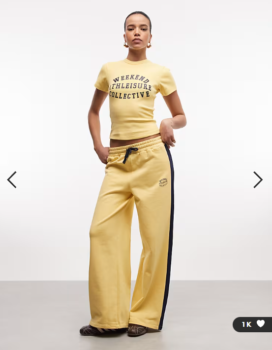 Weekend Collective ribbed baby tee with athleisure graphic in yellow