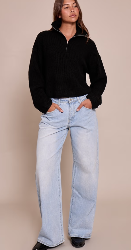 Prettylittlething Black Half Zip Soft Knit Jumper