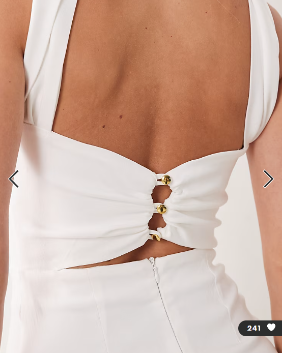Vesper - petite bengaline bandeau choker detail back trim maxi dress in white