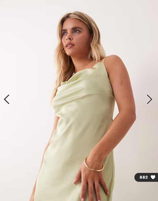 New Look Petite satin cowl neck midi dress in sage green