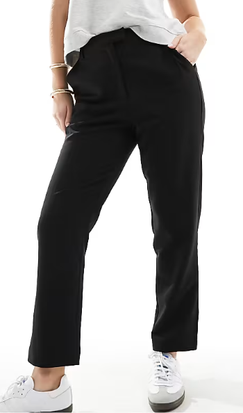 ASOS DESIGN Hourglass tailored slim straight ankle length trousers in black