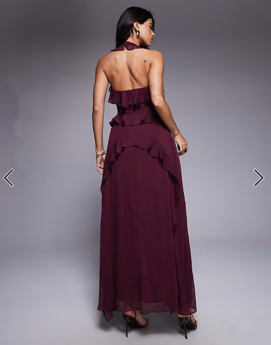 Forever New ruffle midaxi dress in port
