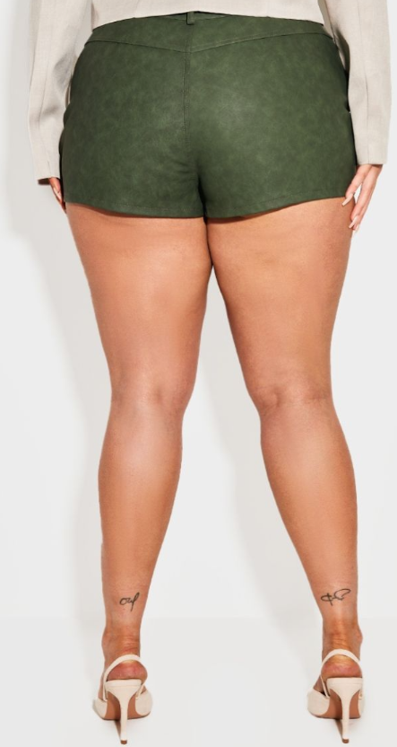 Plt Plus Forest Green Faux Leather Wrap Detail Skirt