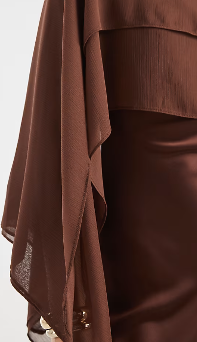 ASOS DESIGN chiffon cape detail maxi dress in chocolate